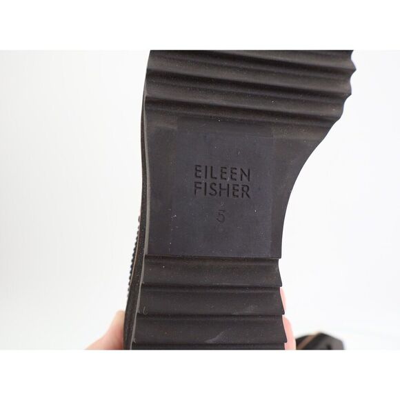 Eileen Fisher Womens Lilou Boots Booties Chelsea Wedge Heel Black Leather 5 - Picture 8 of 13